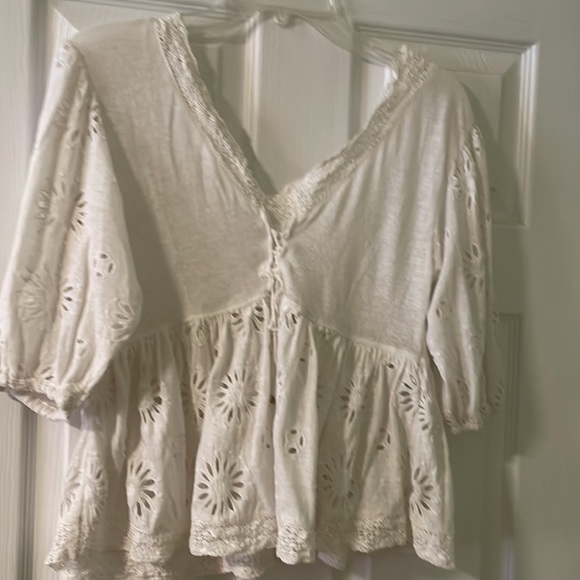XS or S cotton white boho peasant top - Picture 2 of 2
